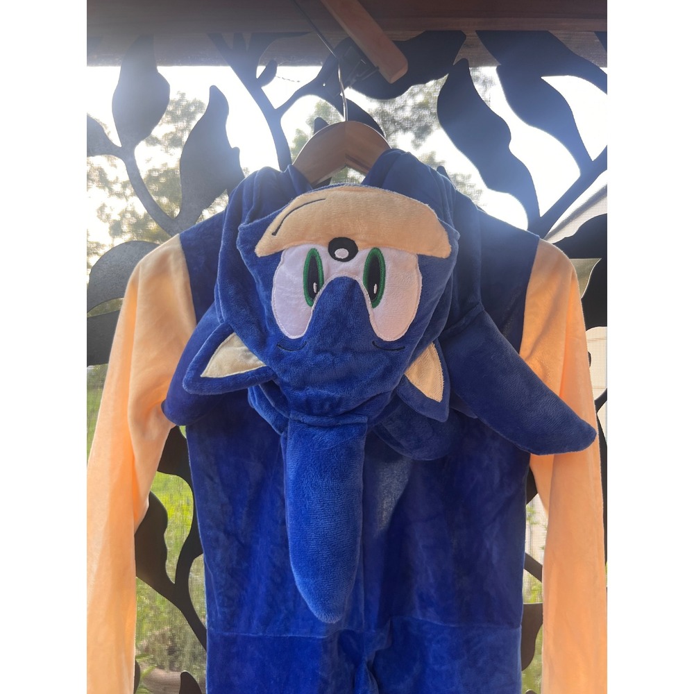 Sonic The Hedgehog Kids Plush Character Suit One Piece Pajamas Blue L - Picture 3 of 5